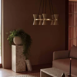 Collector chandelier 3 | crème and polished brass