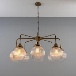 Genoa prismatic glass 5-8-13-21 light | polished brass