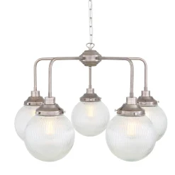 Genoa prismatic glass 5-8-13-21 light | antique silver