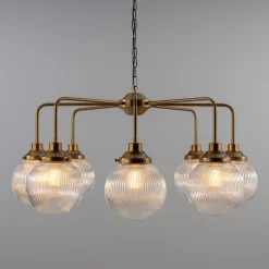 Genoa prismatic glass 5-8-13-21 light | antique silver