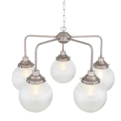 Genoa prismatic glass 5-8-13-21 light | antique silver