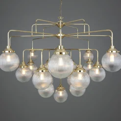 Genoa prismatic glass 5-8-13-21 light | antique silver