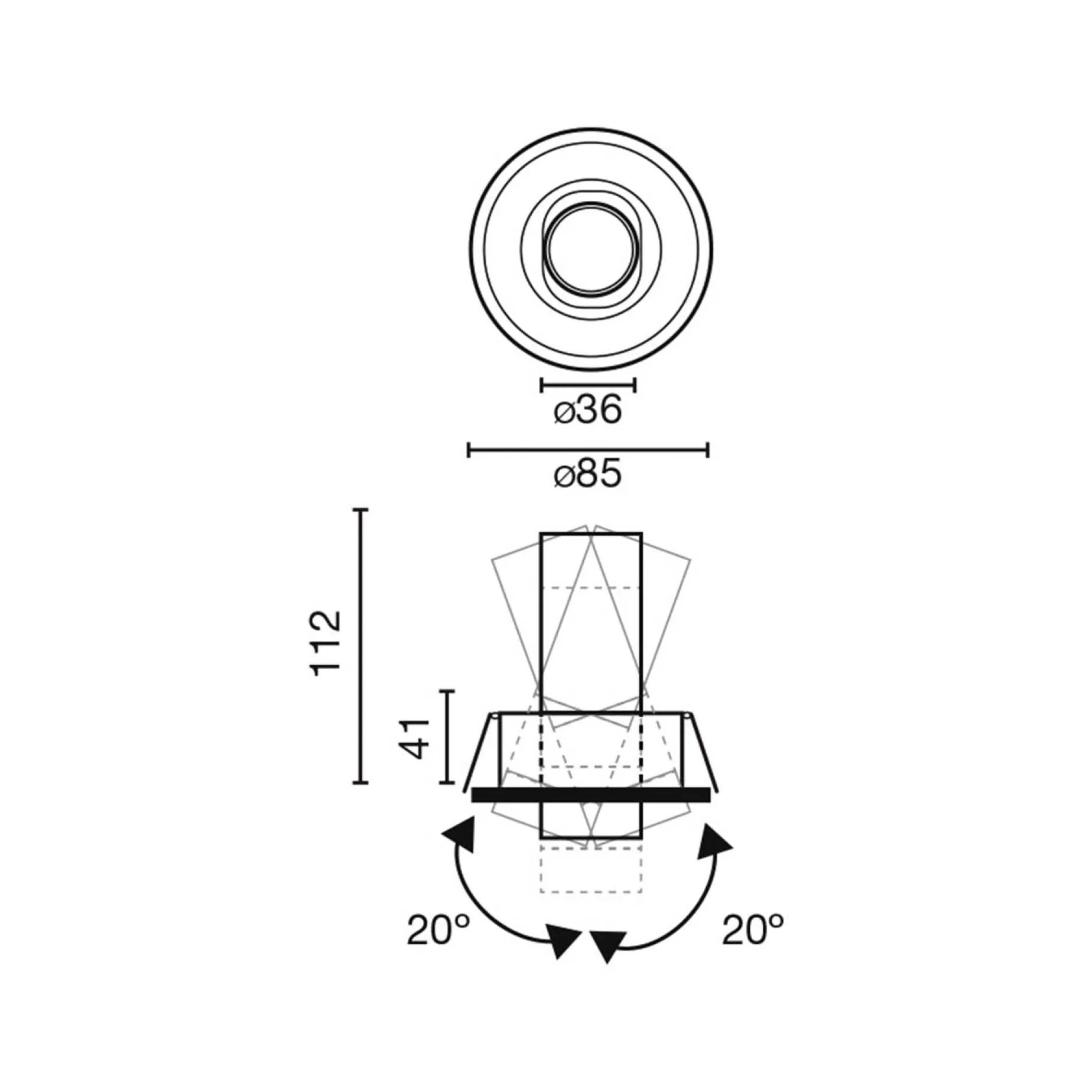 Kope recessed dir ø4.6 | black