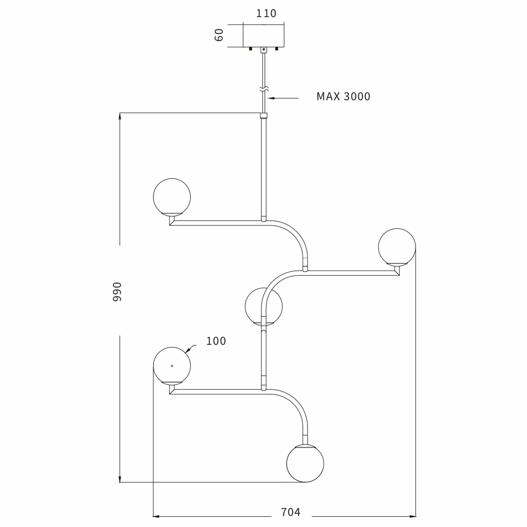 Mobil chandelier 70-100 | black