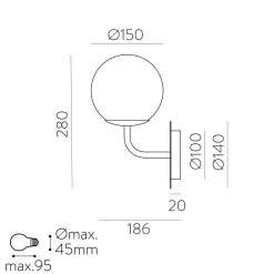 Parma IP44 wall arm ø15 | matt black