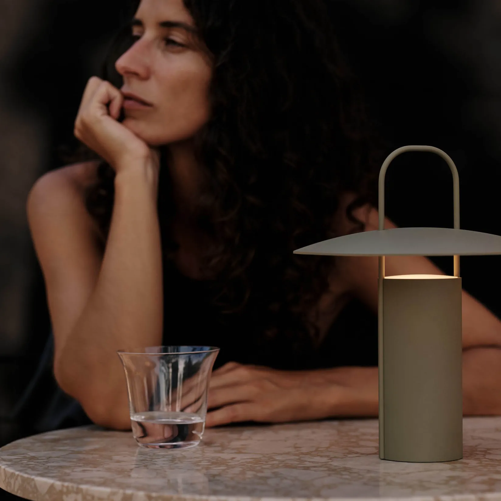 Ray portable table lamp | matte dusty green