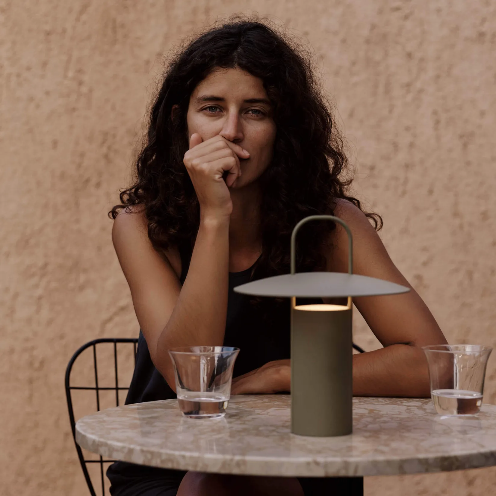 Ray portable table lamp | matte dusty green