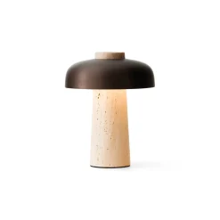 Reverse portable lamp | travertine and bronzed brass