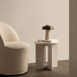 Reverse portable lamp | travertine and bronzed brass