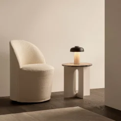 Reverse portable lamp | travertine and bronzed brass