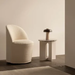 Reverse portable lamp | travertine and bronzed brass