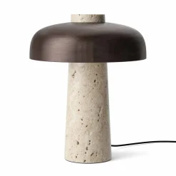 Reverse table lamp | carrara marble and glossy black
