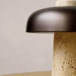 Reverse table lamp | carrara marble and glossy black