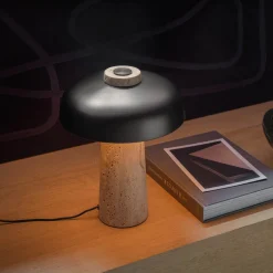 Reverse table lamp | carrara marble and glossy black