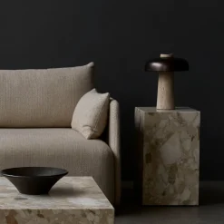 Reverse table lamp | carrara marble and glossy black