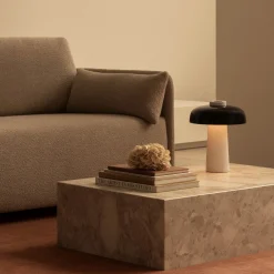 Reverse table lamp | carrara marble and glossy black