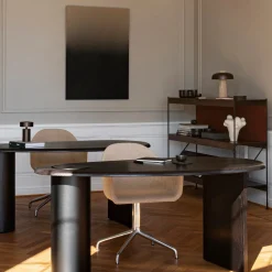 Reverse table lamp | carrara marble and glossy black