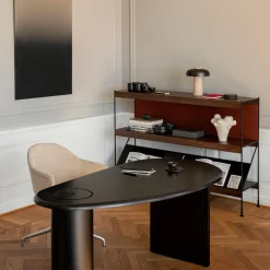 Reverse table lamp | carrara marble and glossy black