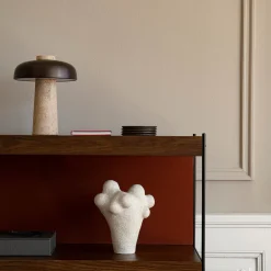 Reverse table lamp | carrara marble and glossy black