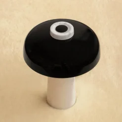 Reverse table lamp | carrara marble and glossy black