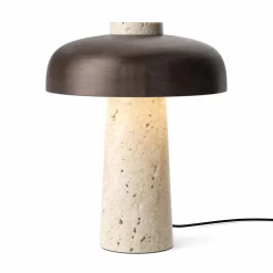 Reverse table lamp | carrara marble and glossy black