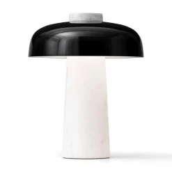 Reverse table lamp | travertine and bronzed brass