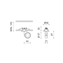 Six recessed | white