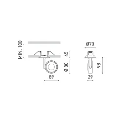 Six recessed | white