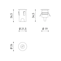 Step micro XS recessed IP65 | textured oxidon
