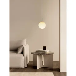 TR Bulb pendant | brushed brass and matte opal glass