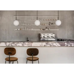 TR Bulb pendant | brushed brass and matte opal glass