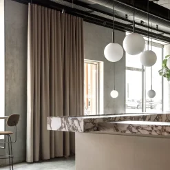 TR Bulb pendant | polished steel and matte opal glass