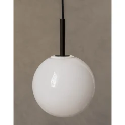 TR Bulb pendant | polished steel and matte opal glass