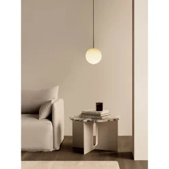 TR Bulb pendant | polished steel and matte opal glass