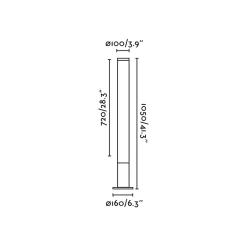 Tura bollard 650-1050 | dark grey translucent stripped