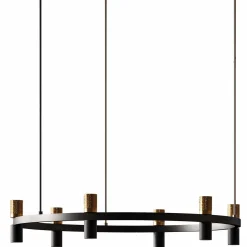 Tura pendant multi | stripped aged gold / black leather