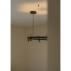Tura pendant multi | stripped aged gold / black leather